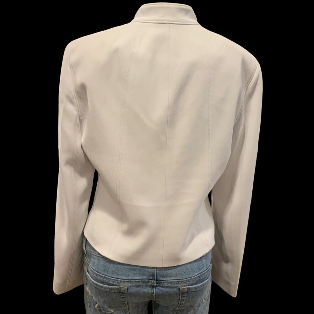 Calvin Klein Cream white Cropped Suit Jacket zipper down front women’s size 8 - Picture 2 of 11